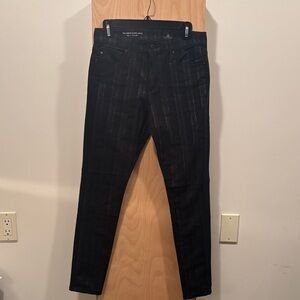 AG Adriano Goldschmied Women's Black Striped Skinny Jeans